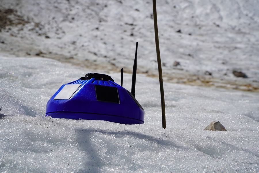A Ryme Basestation deployed directly on the glacier surface